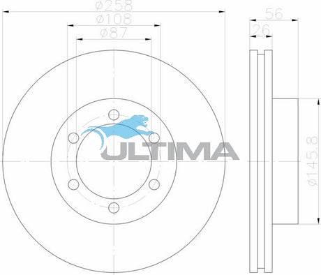 Front Brake Disc Rotor Fits Kia Pregio CT AAP2897 - Ultima