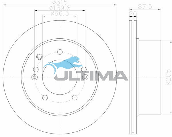 Rear Brake Disc Rotor Fits Kia Sorento 02/03 - 09/06 AAP2899 - Ultima