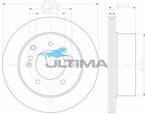 Rear Brake Disc Rotor Fits Kia Sorento 02/03 - 09/06 AAP2899 - Ultima