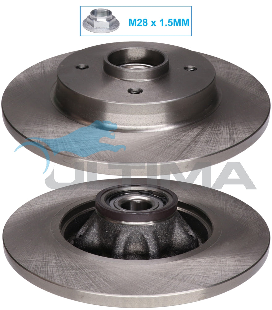 Rear Hub Type Rotor with Bearing Fits Peugeot 308, Partner, 5008, Citroen C4, DS4, Picasso, Berlingo AAP3273 - Ultima