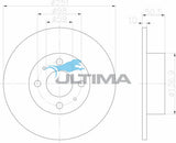 Brake Disc Rotor Rear Fits Alfa Romeo 147, 156, 164, 01-09 AAP359 - Ultima