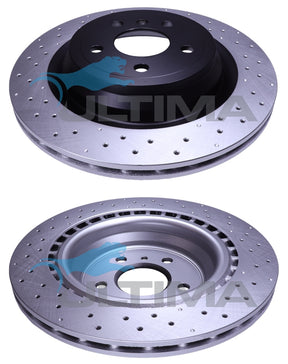 Brake Disc Rotor Rear Fits Mercedes W166/C292 ML/GLE 330mm AMG X DRILLED HIGH CARBON GEOMAT BLK HAT AAP3683X - Ultima