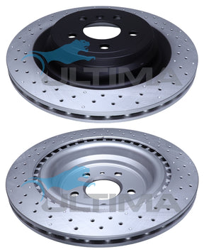 Brake Disc Rotor Rear Fits Mercedes W166 ML/GLE 345mm CROSS DRILLED GEOMAT +BLK HAT AAP3685X - Ultima