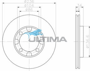 Brake Disc Rotor Front Fits Lancer CB 9/90 - 93, CC Hatch 1.5L 10/92 On AAP412 - Ultima