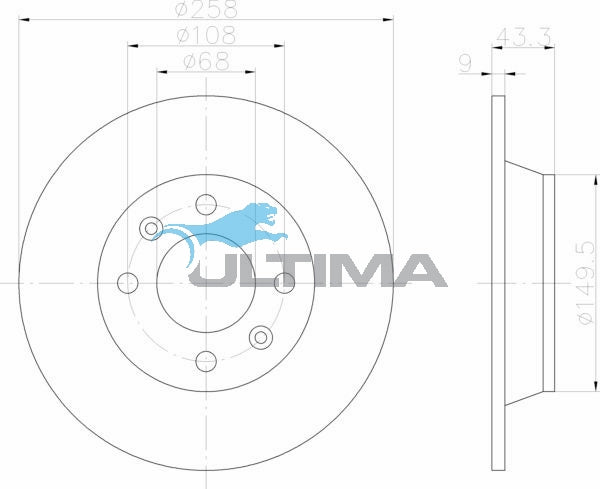 Brake Disc Rotor Rear Fits Saab 900 16 Model, 9000 AAP432 - Ultima