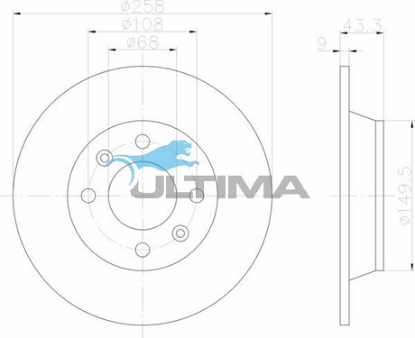 Brake Disc Rotor Rear Fits Saab 900 16 Model, 9000 AAP432 - Ultima