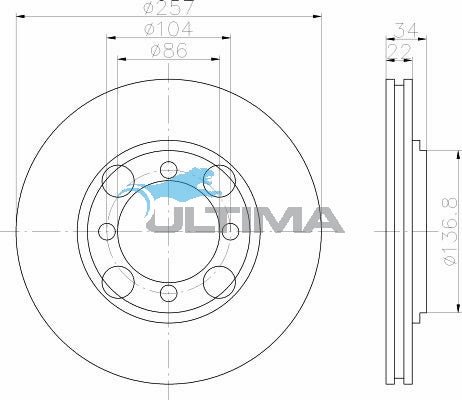 Brake Disc Rotor Front Fits Coupe (7/96 - 8/99), Lantra (5/91 - 5/98) AAP453 - Ultima
