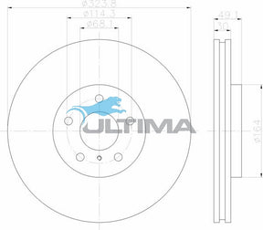 Brake Disc Rotor Front Fits Nissan 350Z Track Brembo, V36 Skyline AAP4600 - Ultima