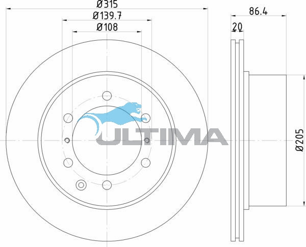 Brake Disc Rotor Rear Fits Hyundai Terracan (03 On) AAP467 - Ultima