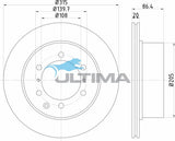 Brake Disc Rotor Rear Fits Hyundai Terracan (03 On) AAP467 - Ultima
