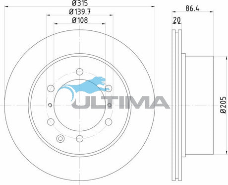 Brake Disc Rotor Rear Fits Hyundai Terracan (03 On) AAP467 - Ultima