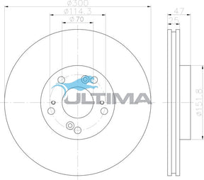 Brake Disc Rotor (F) Fits Odyssey 2.3, 3.0L AAP476 - Ultima
