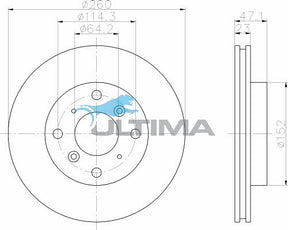 Brake Disc Rotor Front Fits Prelude 2.2, 2.3L Coupe (12/91 - 1/95) AAP480 - Ultima