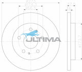 Brake Disc Rotor Front Fits Terios J100, J102 AAP496 - Ultima