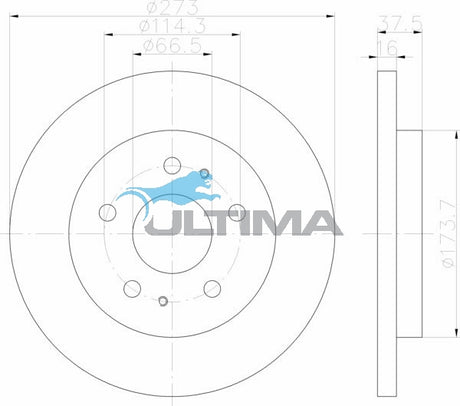 Brake Disc Rotor Front Fits Terios J100, J102 AAP496 - Ultima