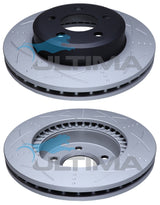 Brake Disc Rotor Front Fits Falcon BA, BF, FG (Slotted Black) Each Geomet Coated AAP504S - Ultima