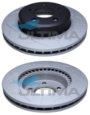Brake Disc Rotor Front Fits Falcon BA, BF, FG (Slotted Black) Each Geomet Coated AAP504S - Ultima
