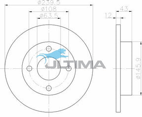 Brake Disc Rotor Front Fits Ford KA Solid AAP529 - Ultima