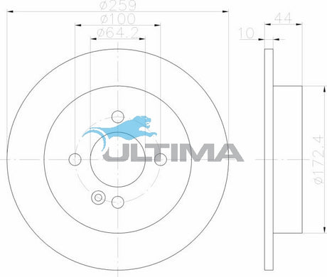 Brake Disc Rotor Rear Fits Mini Cooper R50 Geomet Coated AAP543 - Ultima