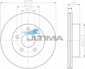 Brake Disc Rotor (F) Fits Mercedes Vito 108, 112, 113 Fits AAP564 - Ultima