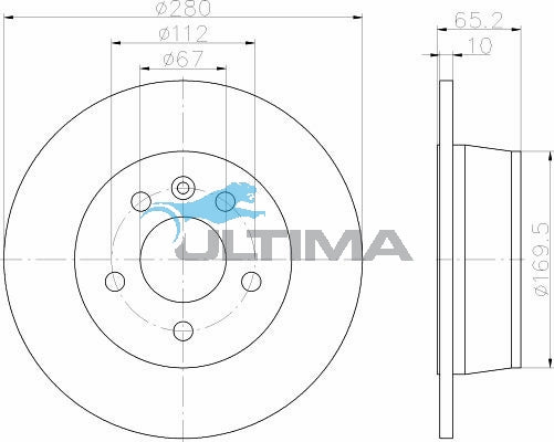Brake Disc Rotor Rear Fits Mercedes Vito 108, 112, 113 AAP565 - Ultima