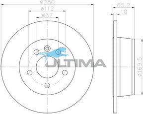 Brake Disc Rotor Rear Fits Mercedes Vito 108, 112, 113 AAP565 - Ultima