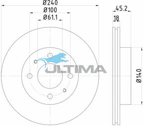 Brake Disc Rotor Front Fits Astra LD, Pulsar KN13, N13 (86-91) AAP603 - Ultima