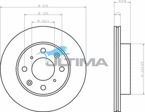 Brake Disc Rotor Front Fits Navara D21, D22 4x2 SD25, TD25, TD27 AAP620 - Ultima