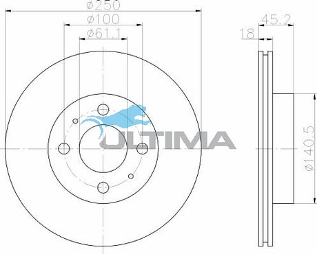 Brake Disc Rotor Front Fits Pulsar N14 1.6L AAP628 - Ultima