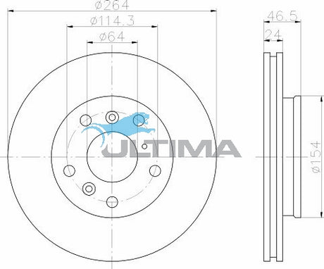 Brake Disc Rotor Front Fits Telstar AT, AV, 626 GD, MX-6 AAP633 - Ultima