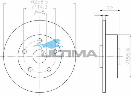 Brake Disc Rotor Rear Fits Telstar AT, AV, 626 GD, MX-6 AAP634 - Ultima