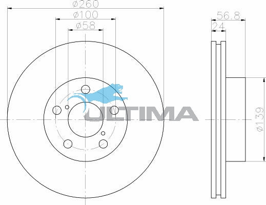 Brake Disc Rotor Front Fits Impreza 4x4, Liberty 2.0L 14" Wheel AAP642 - Ultima