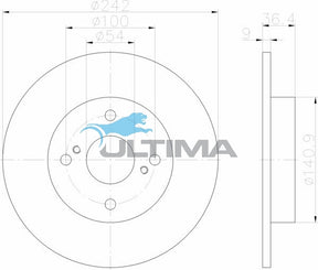 Brake Disc Rotor Rear Fits Nova LE, LF, Corolla AE82, AE92, AE93 DOHC AAP703 - Ultima