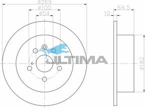 Brake Disc Rotor Rear Fits Apollo JK, JL, Camry SV21, SV22, Celica ST162, ST184, ST204 AAP741 - Ultima