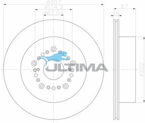 Brake Disc Rotor Rear Fits LS400, Soarer JZZ30, UZZ32, Supra MKIV AAP746 - Ultima