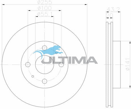 Brake Disc Rotor Front Fits Toyota Echo NCP13 01-03 AAP753 - Ultima