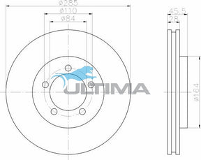 Brake Disc Rotor (F) Fits Hiace LH162, LH172, LH184 AAP767 - Ultima