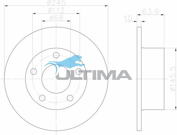 Rear Brake Disc Rotor Fits Audi A6, VW Passat 1.8, 2.8L AAP810 - Ultima