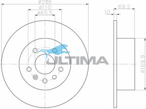 Brake Disc Rotor (R) Fits Vectra JR, JS, Saab 9.3 AAP826 - Ultima