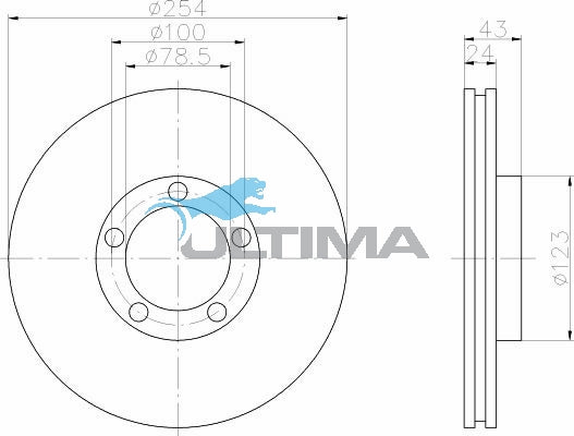 Front Brake Disc Rotor Fits Transit VE Disc/Drum, VF SWB 14" Wheel 94-00 AAP829 - Ultima