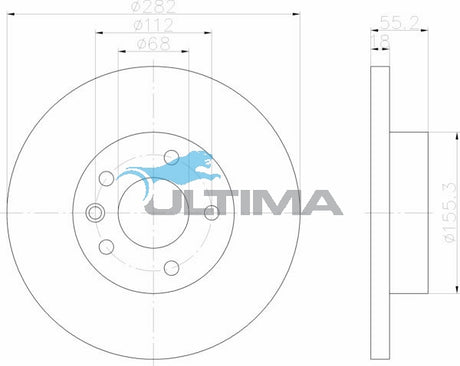 Front Brake Disc Rotor Fits Transporter T4 Disc/Disc 15" Wheel Solid AAP830 - Ultima