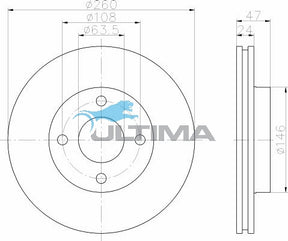 Front Brake Disc Rotor Fits Mondeo HB, HC, HD, HE AAP850 - Ultima