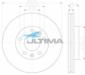 Brake Disc Rotor Front Fits Carnival 9/99 - 9/03 Single Piston AAP877 - Ultima