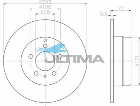 Brake Disc Rotor Rear Fits Volvo 850 (1/94 - 2/97) AAP883 - Ultima