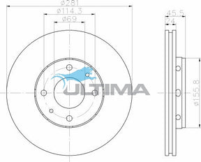 Brake Disc Rotor Front Fits Volvo S40, V40 (1/98 - 12/03) AAP886 - Ultima