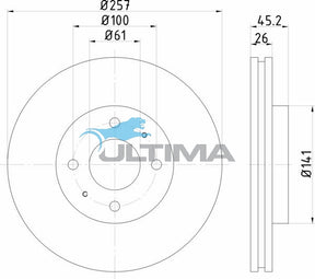 Brake Disc Rotor Front Fits NX, NX-R, Pulsar N14, N15 2.0L AAP901 - Ultima