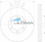 Brake Disc Rotor Front Fits Courier PD - PH 4x2, B2500, B2600 4x2 AAP958 - Ultima