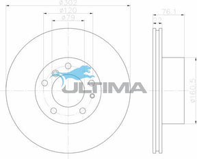 Brake Disc Rotor Front Fits BMW 525i, 530i, 535i, 730i E34 AAP974 - Ultima