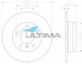 Brake Disc Rotor Rear Fits BMW 3 Series E36, E46 AAP983 - Ultima
