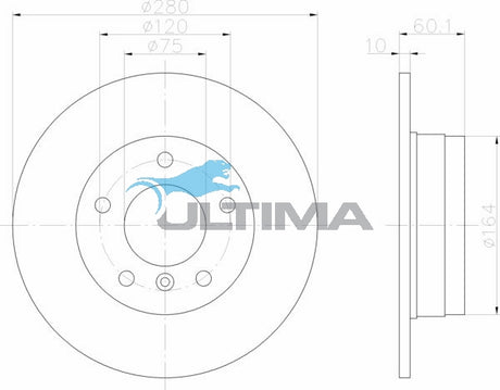Brake Disc Rotor Rear Fits BMW 3 Series E36, E46 AAP983 - Ultima